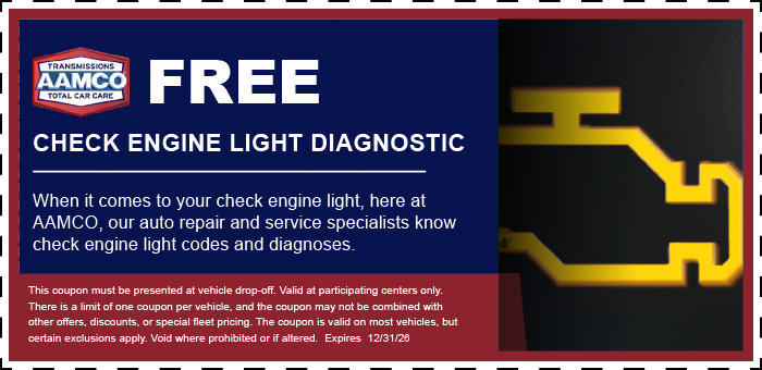 Free Check Engine Light Diagnostic | AAMCO Cheyenne AAMCO Cheyenne free check engine light diagnostic coupon, expires 12/31/26